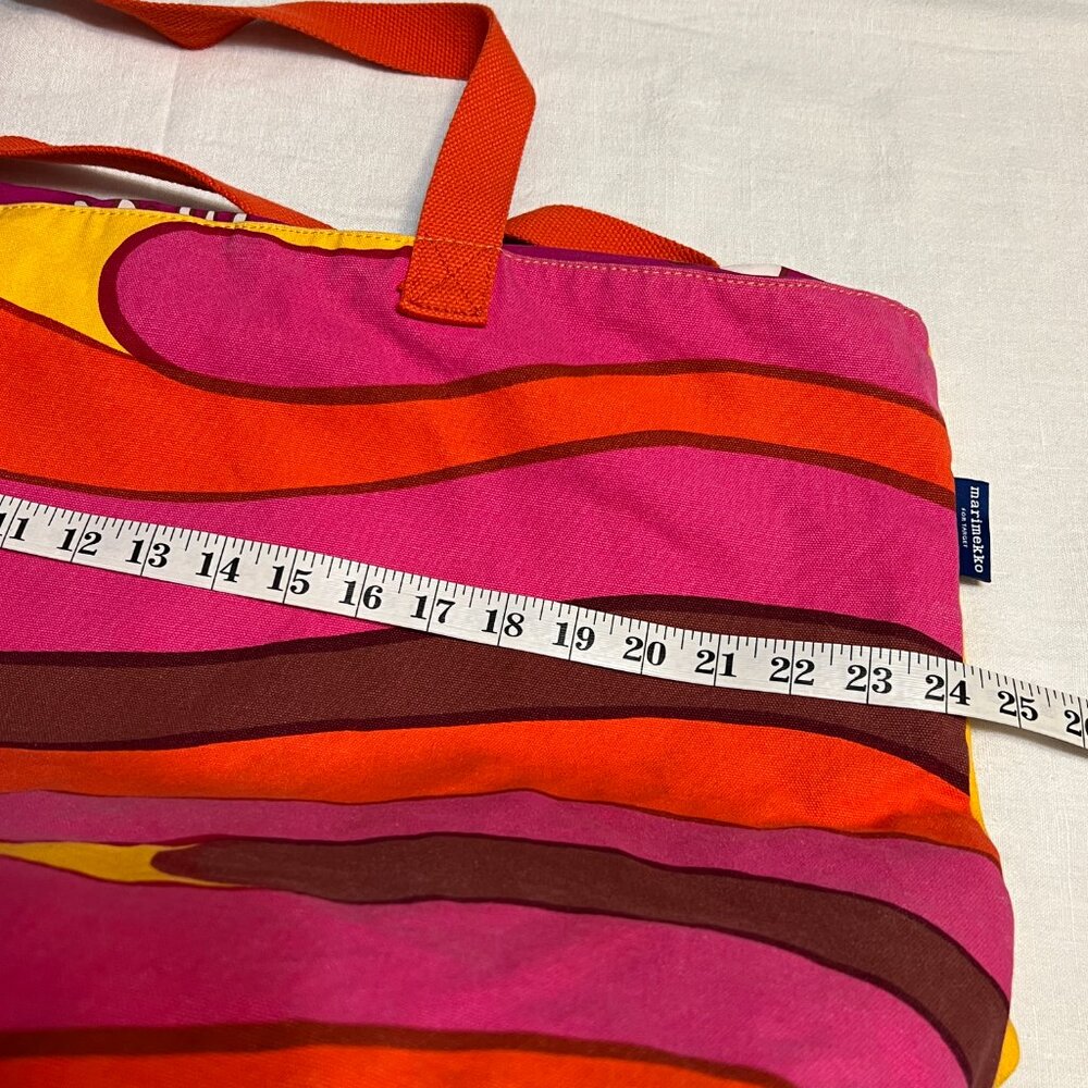 Marimekko Colorful Floral Canvas Tote Bag Scandinavian Retro Large - Picture 7 of 10